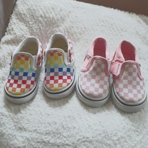 Vans Toddlers 4 Slip Ons Classic Checker Sneakers x2